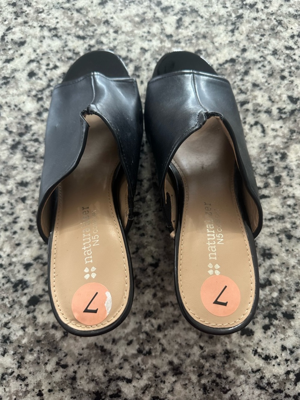 Naturalizer Black Open-Toe Slip-On Mules
